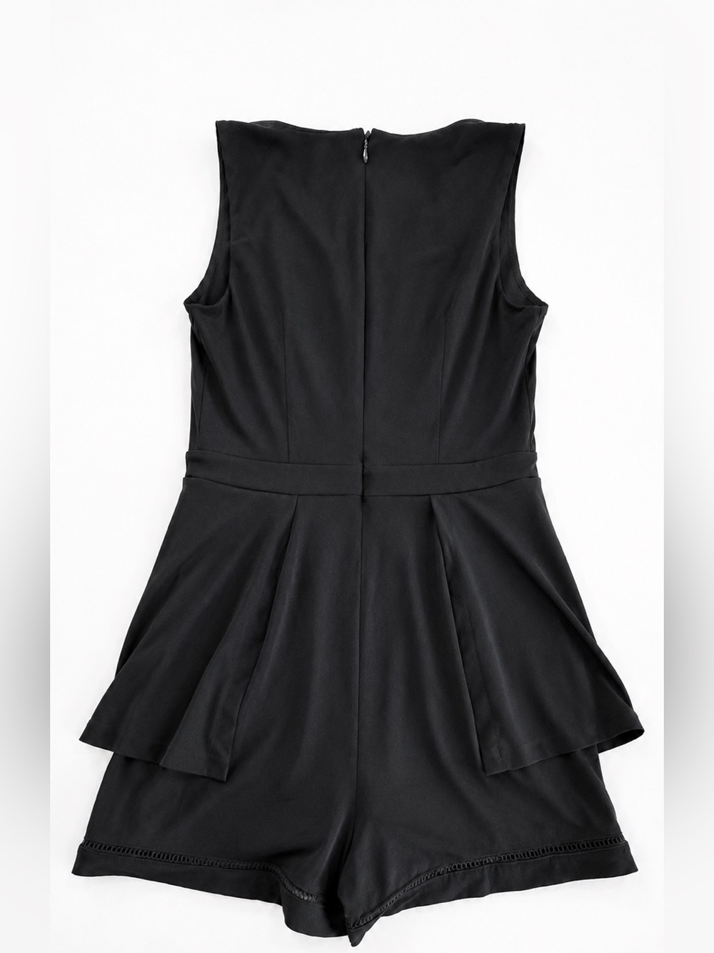 Kaari Blue Black Peplum Romper Sleeveless V-Neck Size Medium - Picture 5 of 11